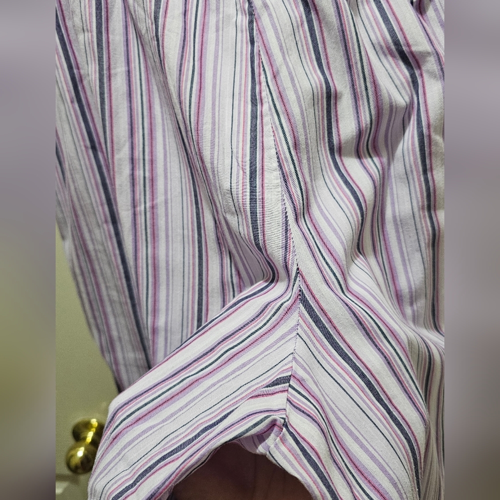 Womens 3X Purple Drawstring Striped Pajama Cropped Pants Cool Cotton Blend EUC - Picture 7 of 12